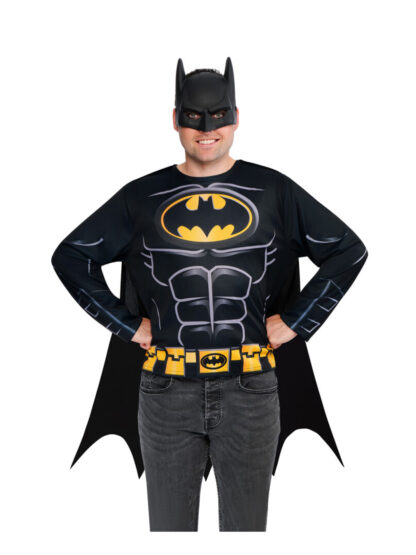 BATMAN COSTUME TOP, CAPE & MASK ADULT - Image 3