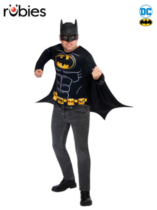 BATMAN COSTUME TOP, CAPE & MASK ADULT