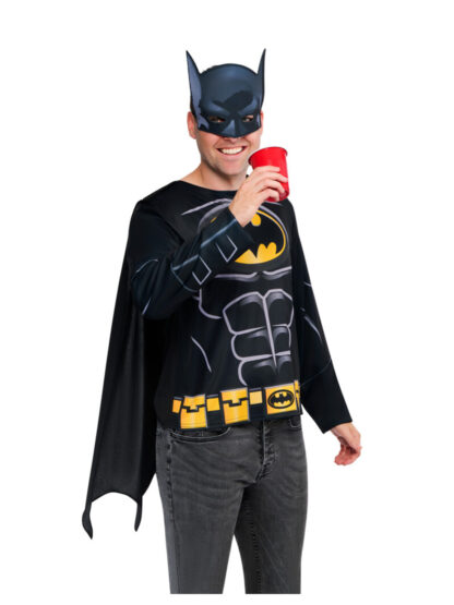 BATMAN COSTUME TOP, CAPE & MASK ADULT - Image 5