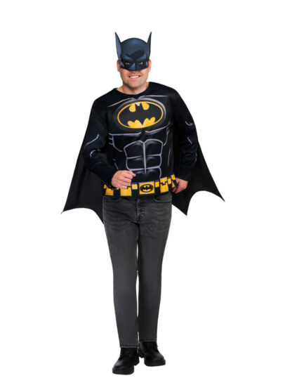 BATMAN COSTUME TOP, CAPE & MASK ADULT - Image 4