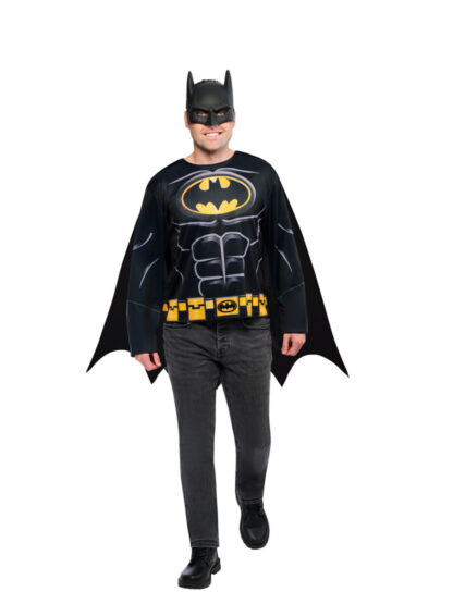BATMAN COSTUME TOP, CAPE & MASK ADULT - Image 2