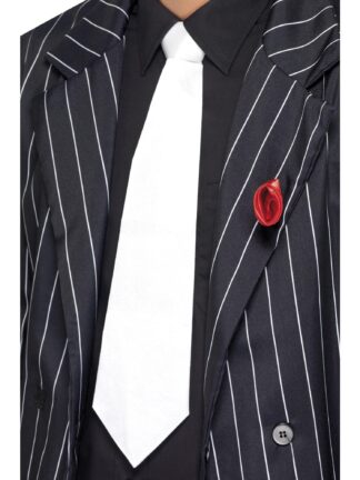 WHITE GANGSTER TIE, ADULT