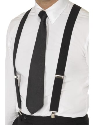 BLACK ELASTICATED BRACES, ADULT