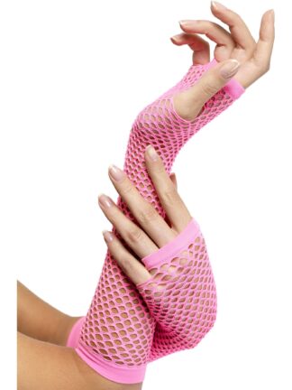 FISHNET GLOVES, PINK - ADULT