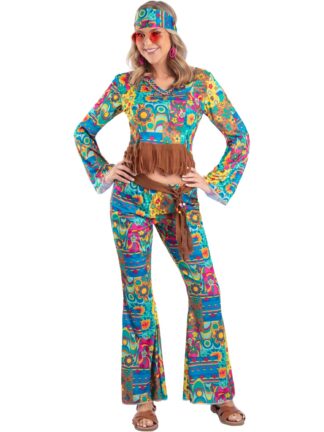 HIPPIE FLOWER POWER COSTUME, ADULT