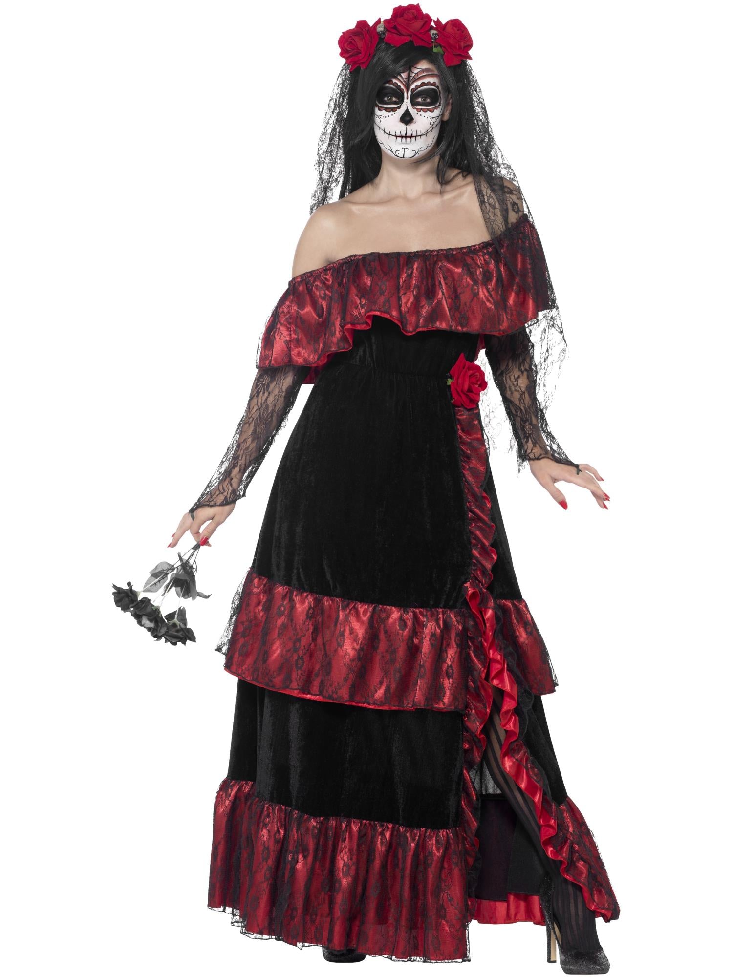 DAY OF THE DEAD BRIDE DELUXE COSTUME, ADULT - Image 4