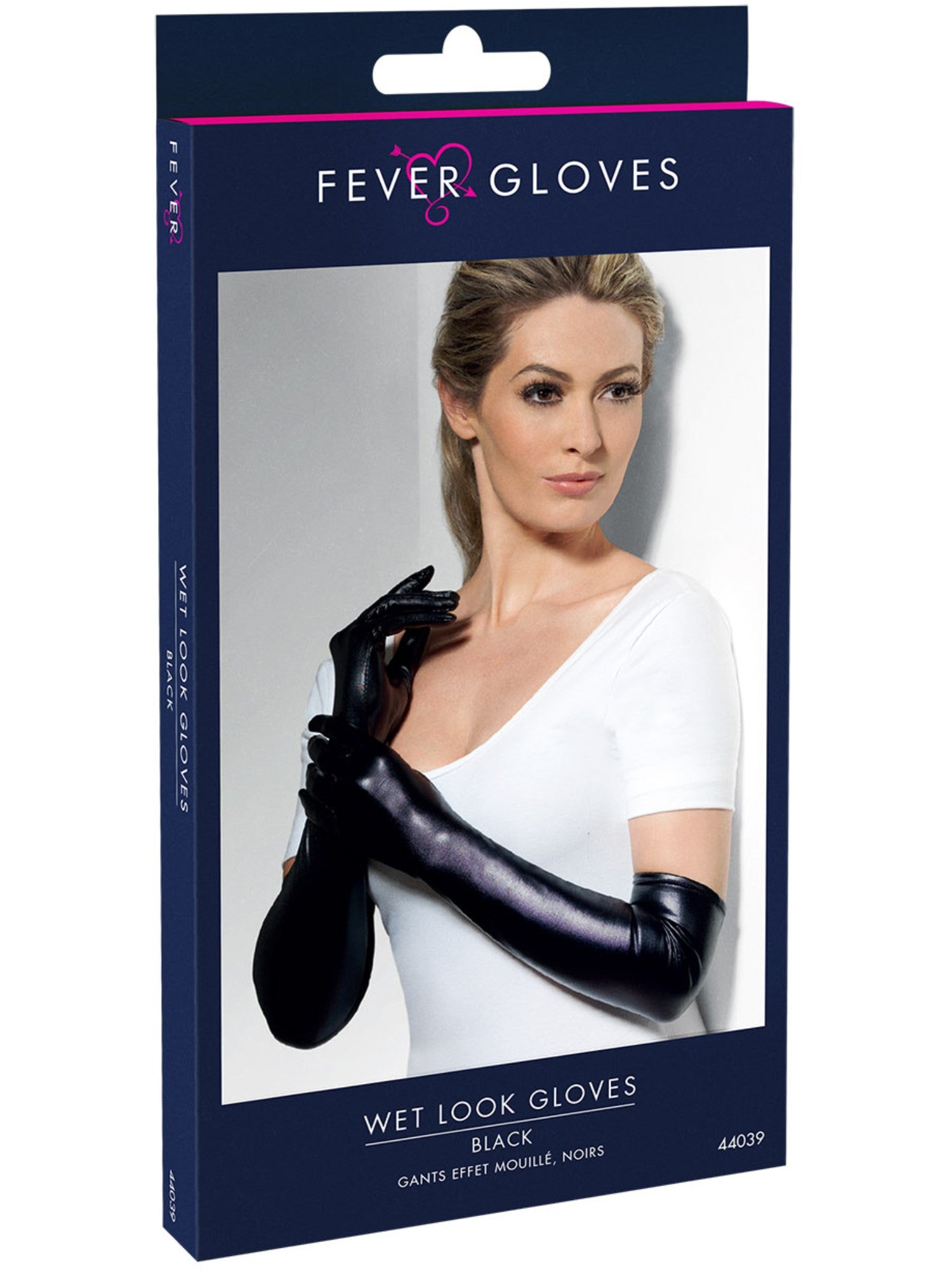 GLOVES, BLACK WET LOOK, ADULT - Image 2