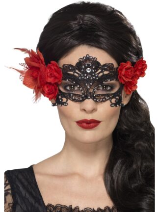 DAY OF THE DEAD LACE FILIGREE EYEMASK, ADULT