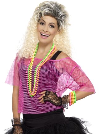 80'S FISHNET TOP, NEON PINK