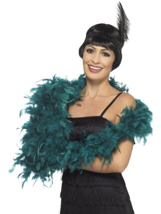 FEATHER BOA TEAL DELUXE, ADULT