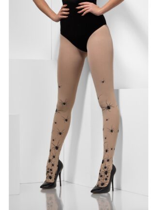 TIGHTS OPAQUE WITH BLACK SPIDERS, ADULT