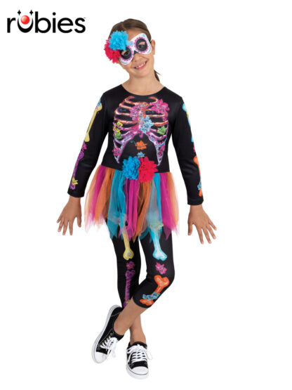 SKELETON GIRL NEON COSTUME, CHILD