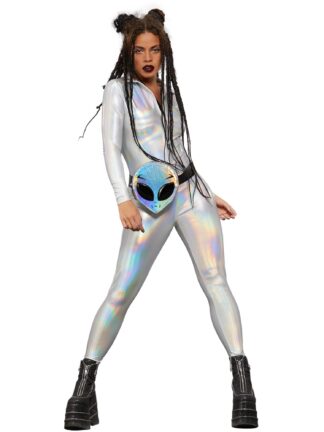 FEVER MISS WHIPLASH MIRROR HOLOGRAPHIC COSTUME, ADULT