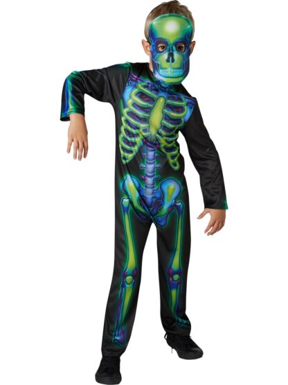 NEON SKELETON GLOW IN THE DARK COSTUME, CHILD - Image 2