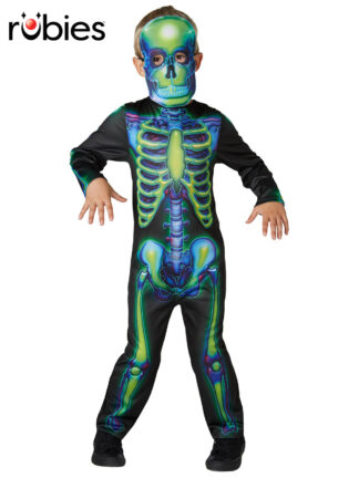 NEON SKELETON GLOW IN THE DARK COSTUME, CHILD
