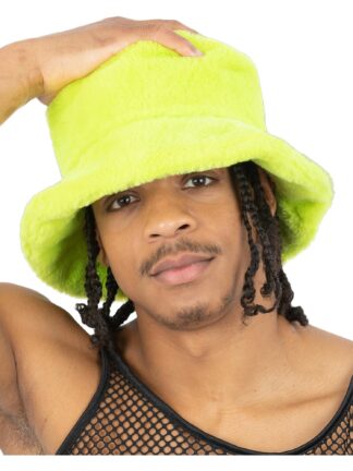 90S GREEN FUR BUCKET HAT, ADULT