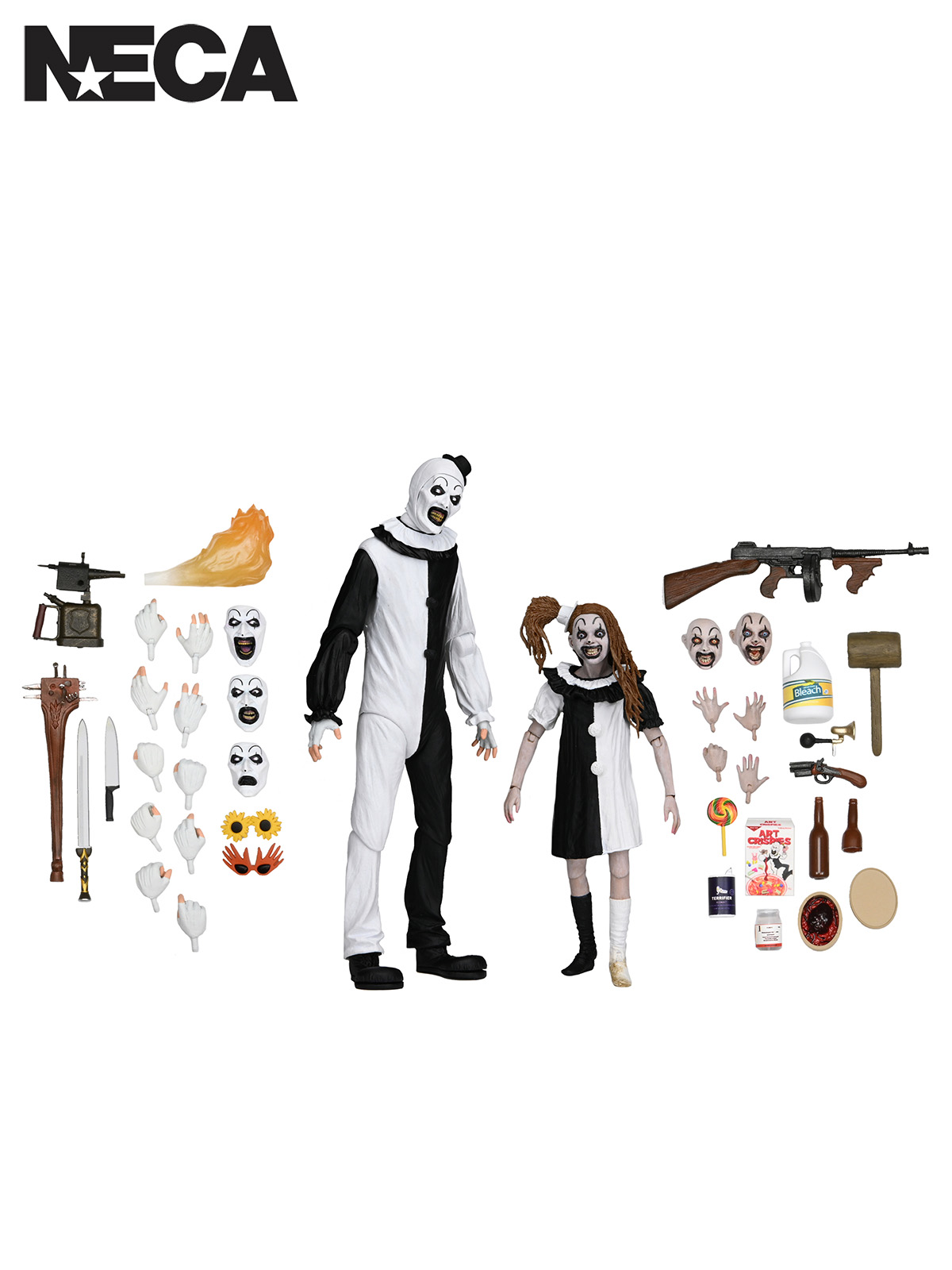 TERRIFIER - ULTIMATE ART THE CLOWN & LITTLE PALE GIRL 2 PACK - 7" SCALE ACTION FIGURES
