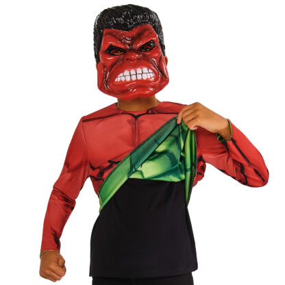 RED HULK/GREEN HULK REVERSIBLE COSTUME TOP & 2 MASKS, CHILD - Image 2
