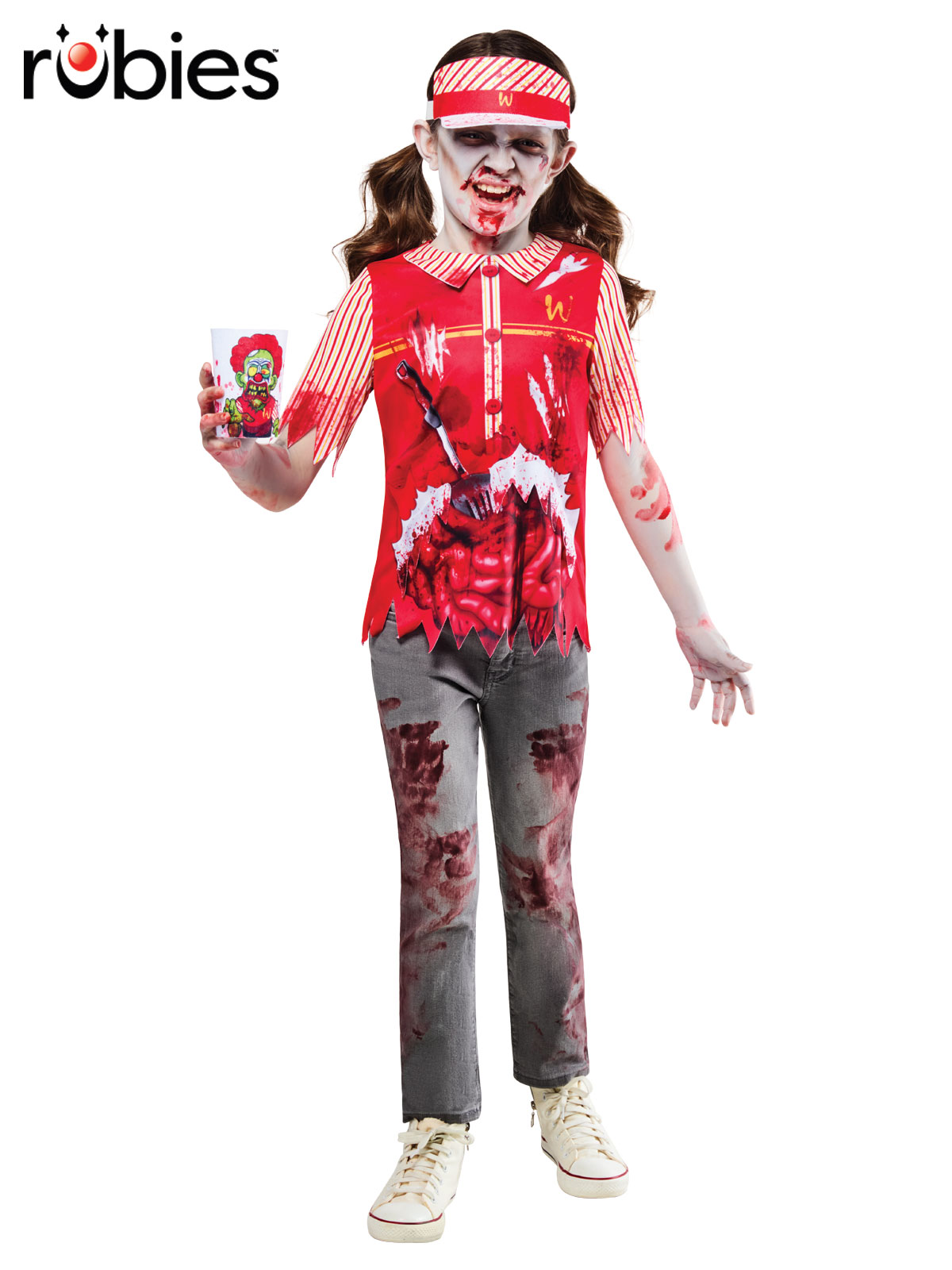 ZOMBIE BURGER WORKER COSTUME, CHILD
