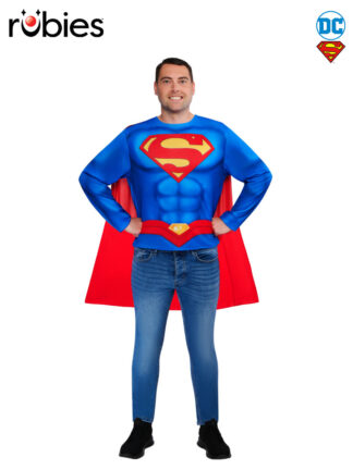 SUPERMAN COSTUME TOP & CAPE, ADULT