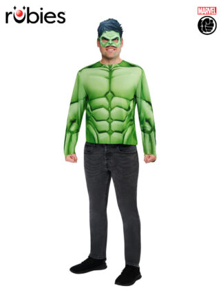HULK COSTUME TOP & MASK, ADULT