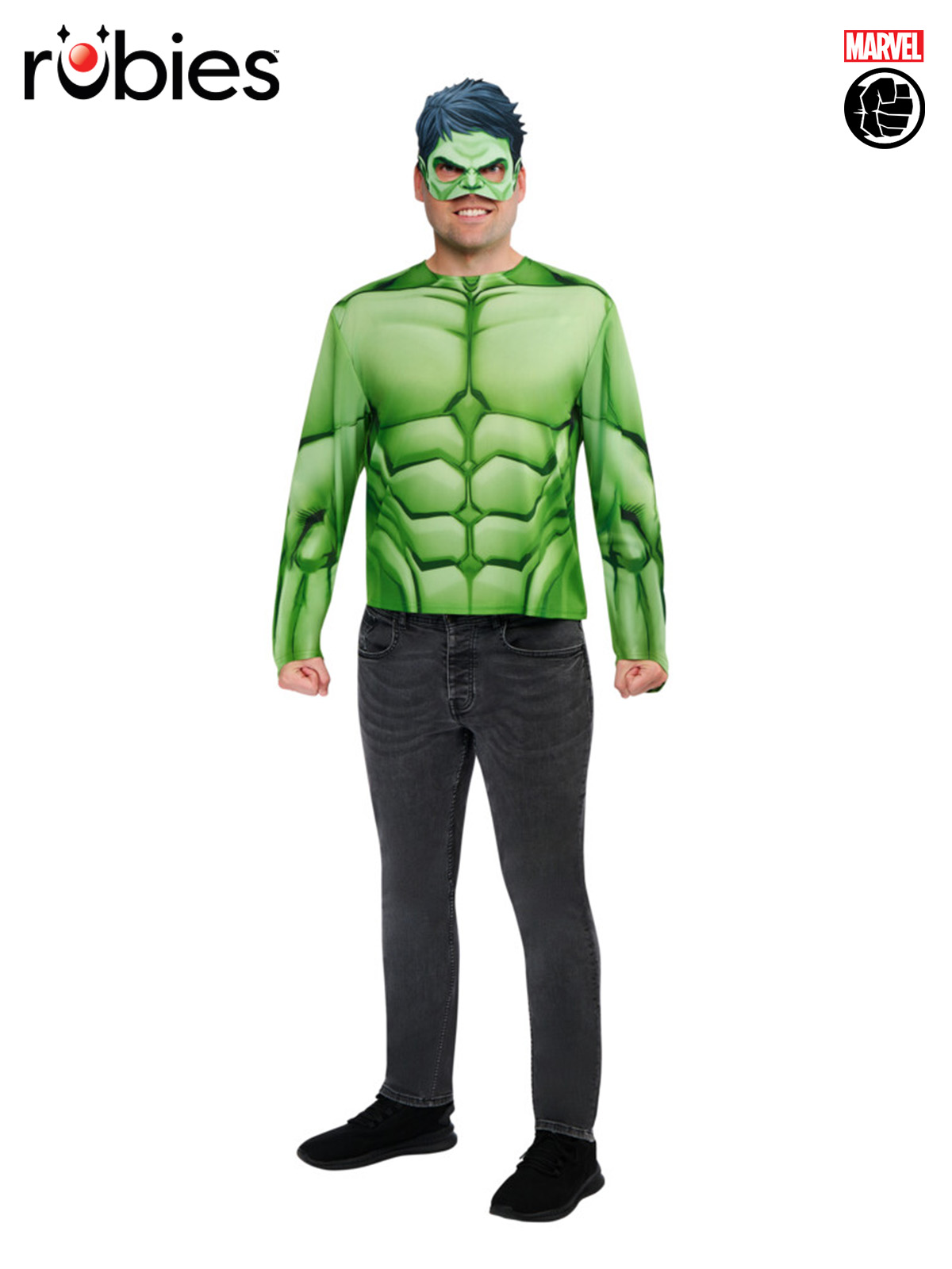 HULK COSTUME TOP & MASK, ADULT
