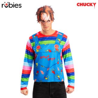 CHUCKY COSTUME TOP & MASK, ADULT