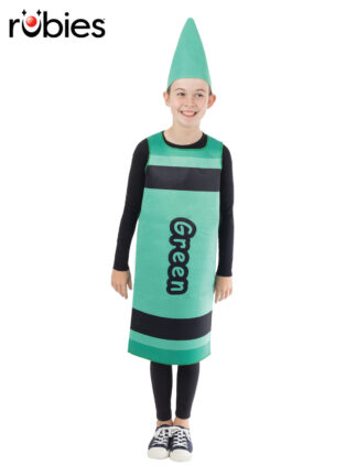 GREEN CRAYON CHILD TABARD COSTUME - ONE SIZE