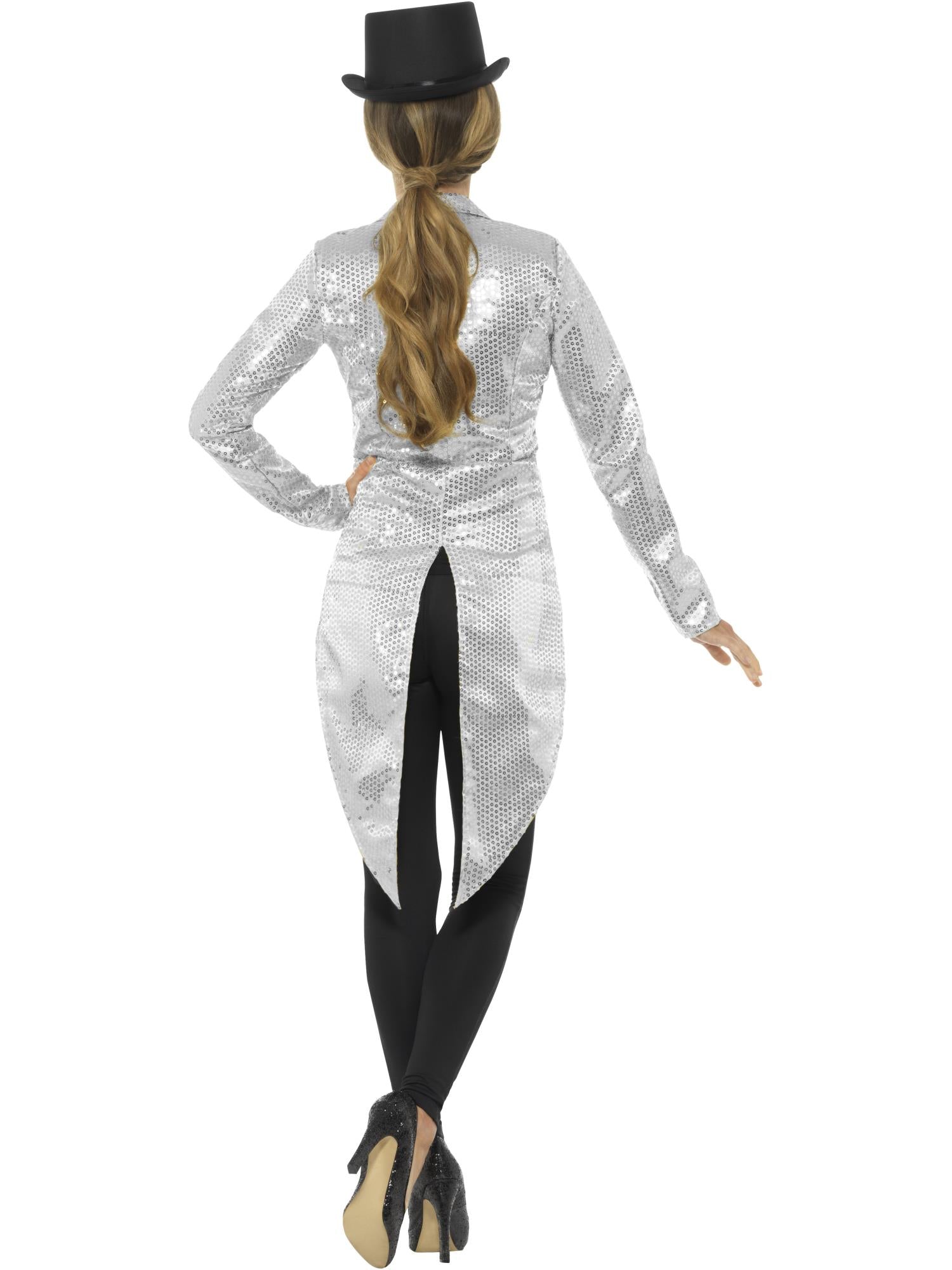 SEQUIN TAILCOAT LADIES JACKET, SILVER - Image 3