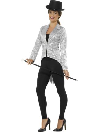 SEQUIN TAILCOAT LADIES JACKET, SILVER