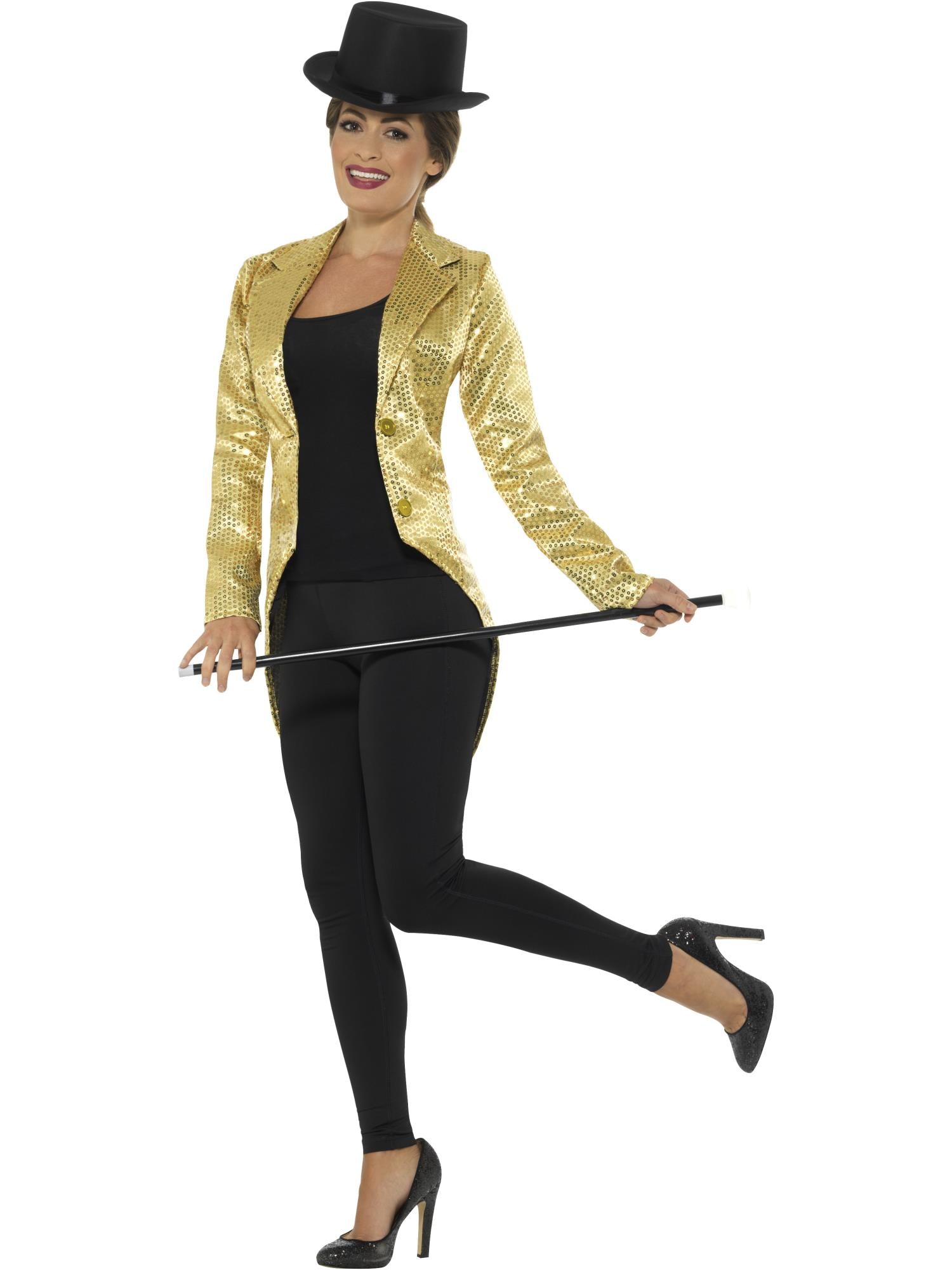 SEQUIN TAILCOAT LADIES JACKET, GOLD - Image 4