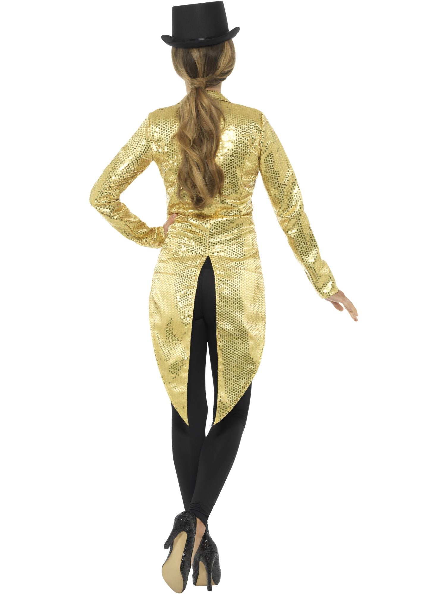 SEQUIN TAILCOAT LADIES JACKET, GOLD - Image 3
