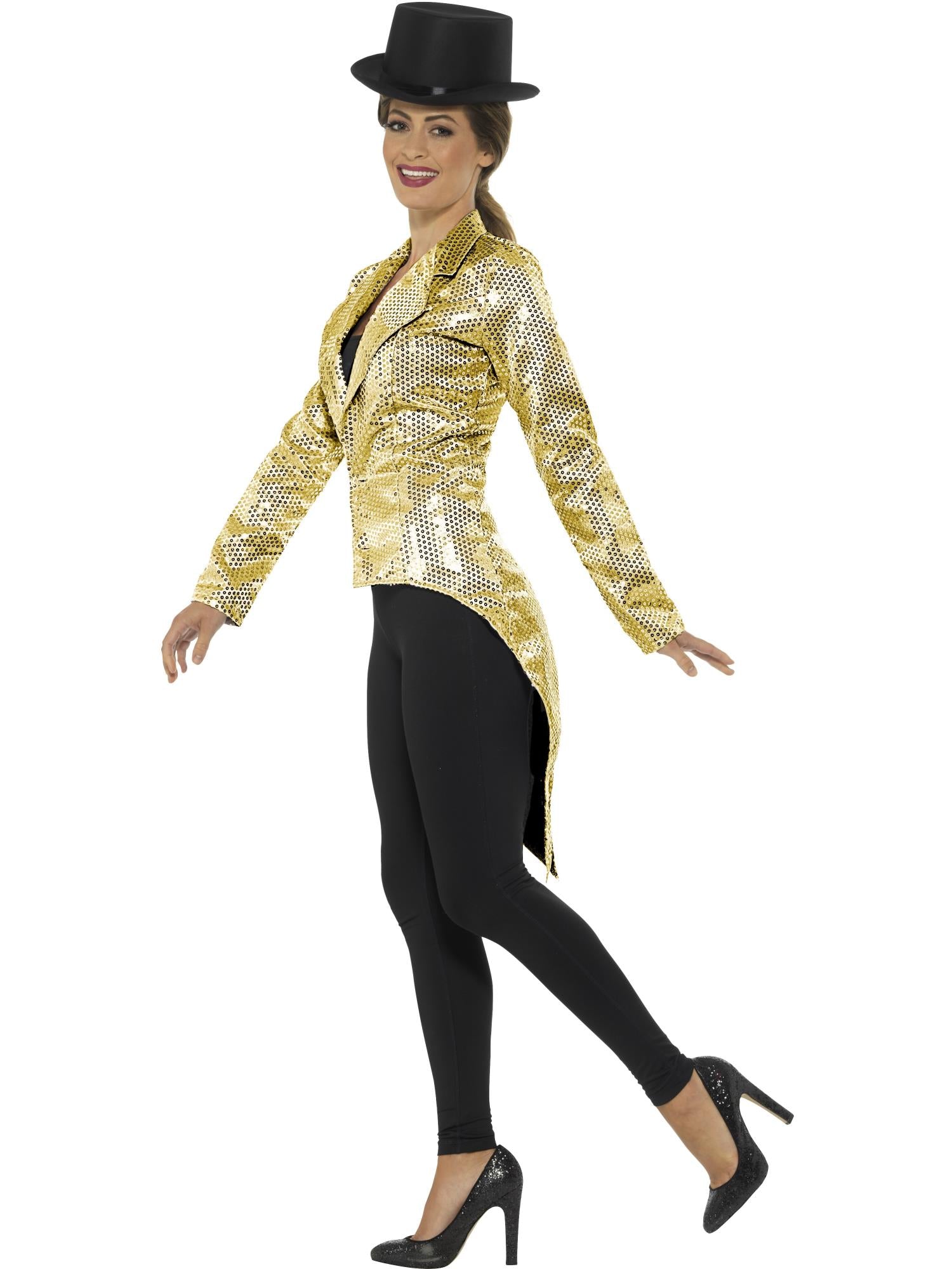 SEQUIN TAILCOAT LADIES JACKET, GOLD - Image 2