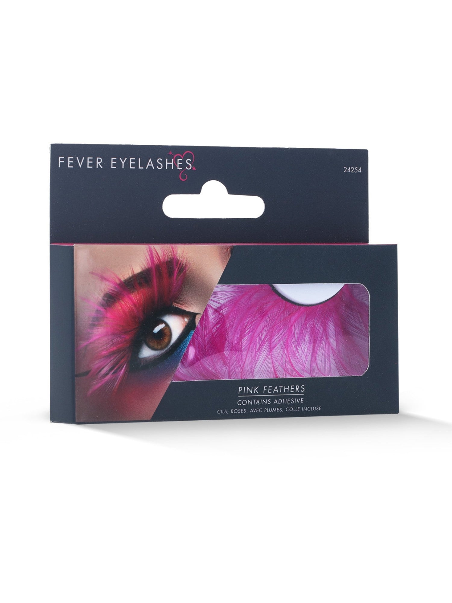 EYELASHES PINK WITH FEATHER PLUMES, ADULT - Image 2