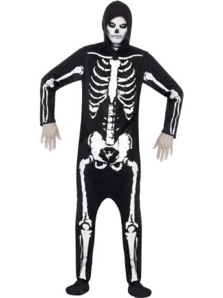 SKELETON HOODED COSTUME, ADULT
