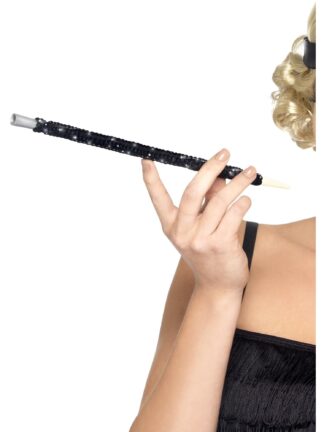 BLACK SEQUINNED CIGARETTE HOLDER