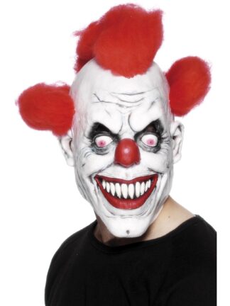 SCARY CLOWN 3/4 MASK WITH HAIR, ADULT