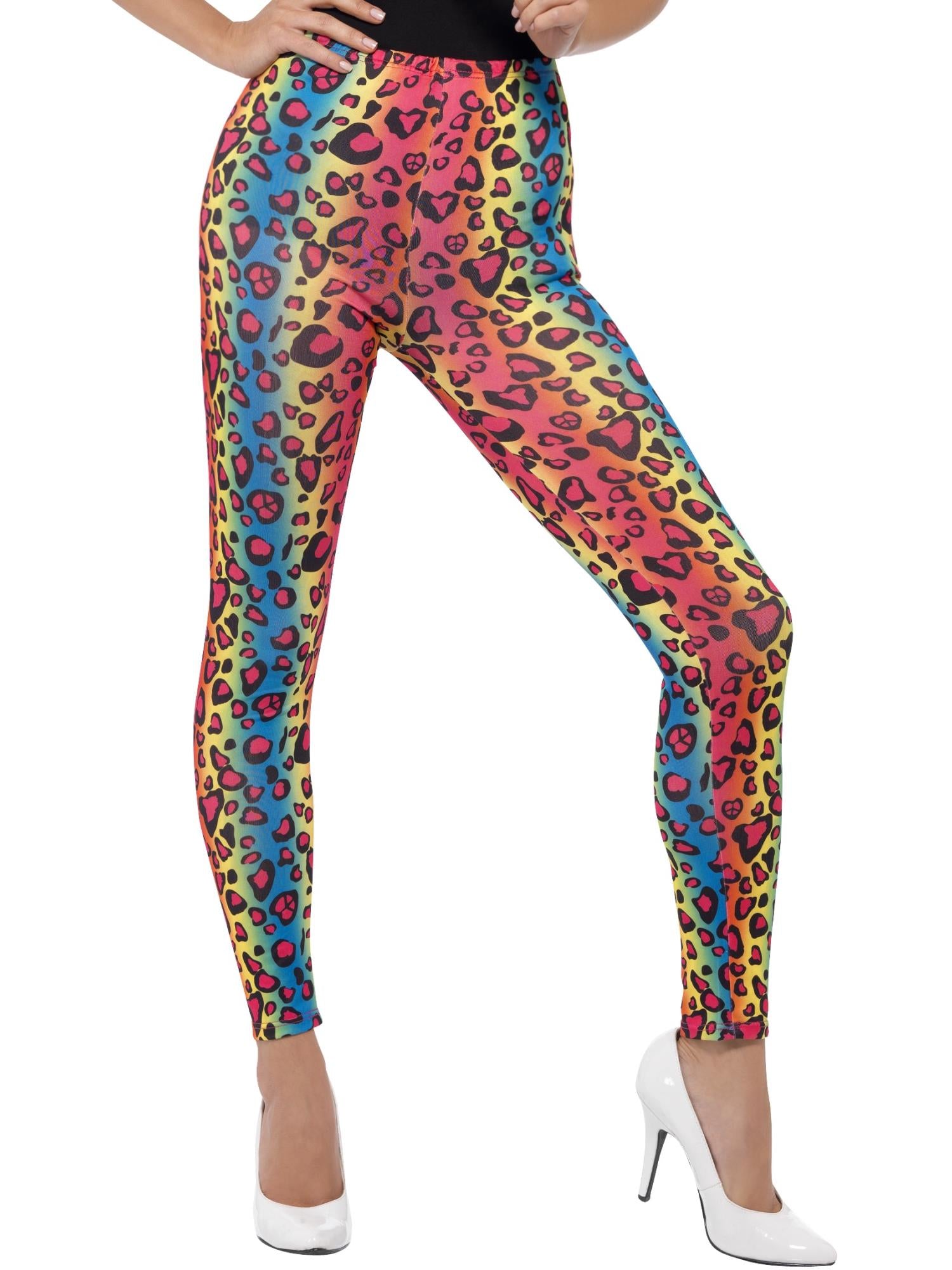 LEOPARD PRINT LEGGINGS, NEON - ADULT