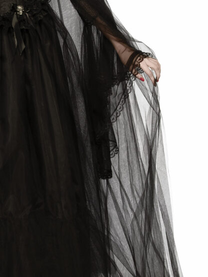 BLACK HOODED CAPE, ADULT - Image 3