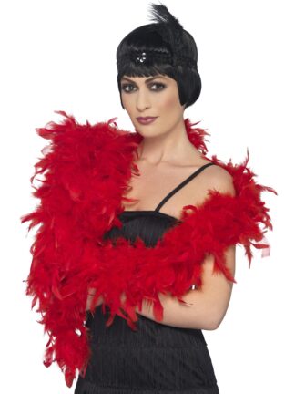 FEATHER BOA RED DELUXE, ADULT