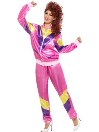 80S HEIGHT OF FASHION WOMEN'S PINK SHELL SUIT, ADULT