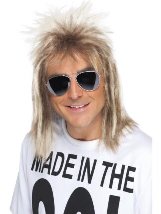 80S BLONDE MULLET WIG, ADULT