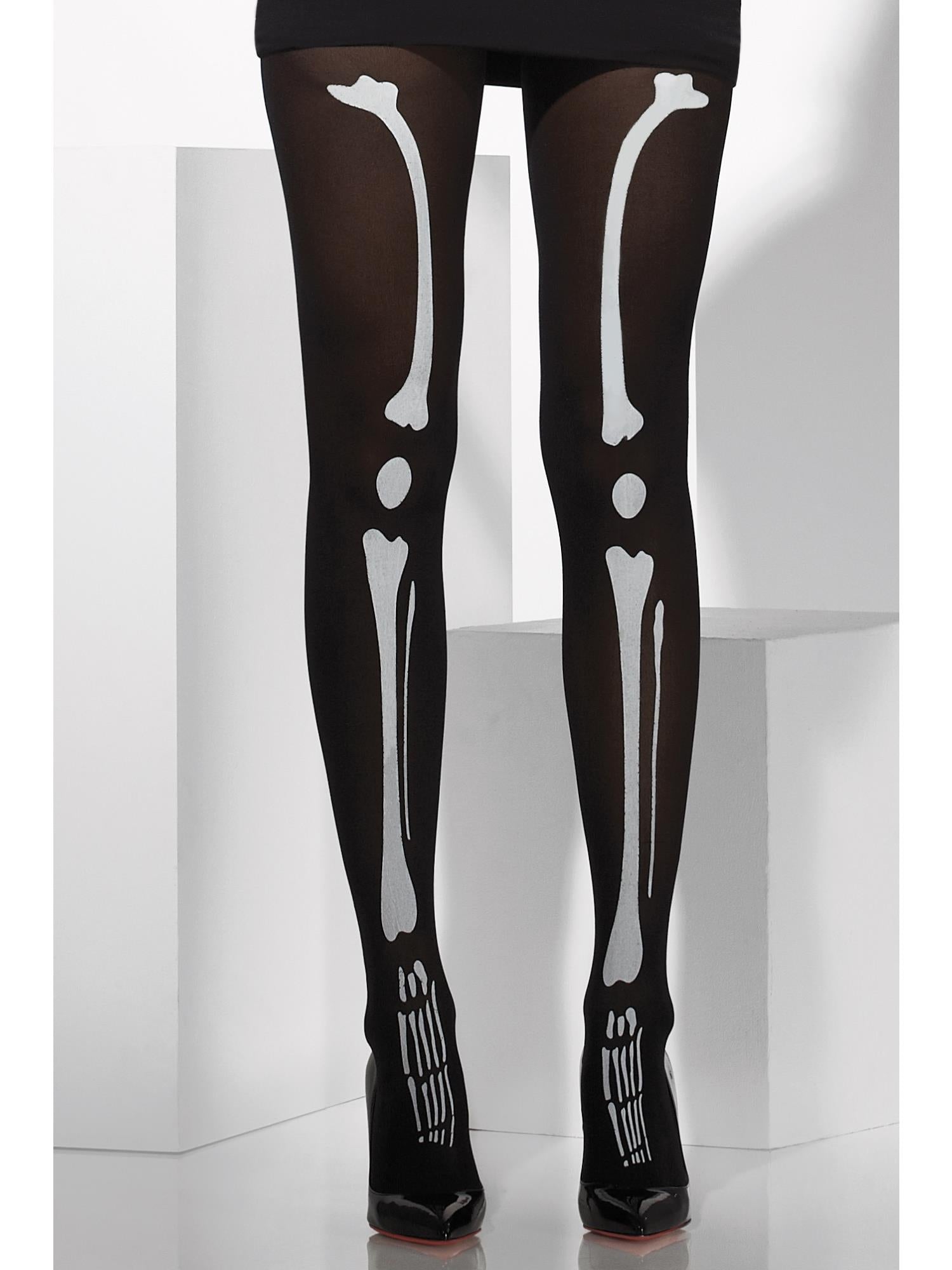 TIGHTS BLACK WITH SKELETON PRINT, ADULT - Image 2