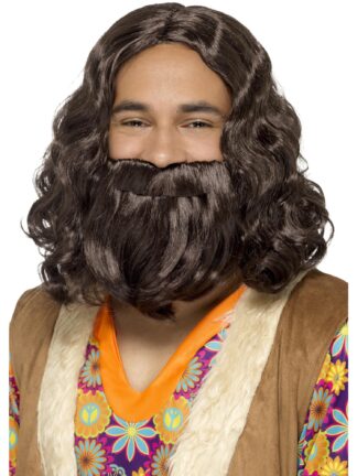 HIPPIE/JESUS WIG & BEARD SET, ADULT