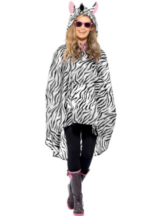 ZEBRA PARTY PONCHO, ADULT