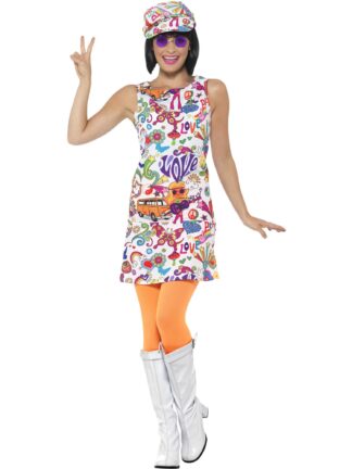 60S GROOVY CHICK COSTUME, ADULT