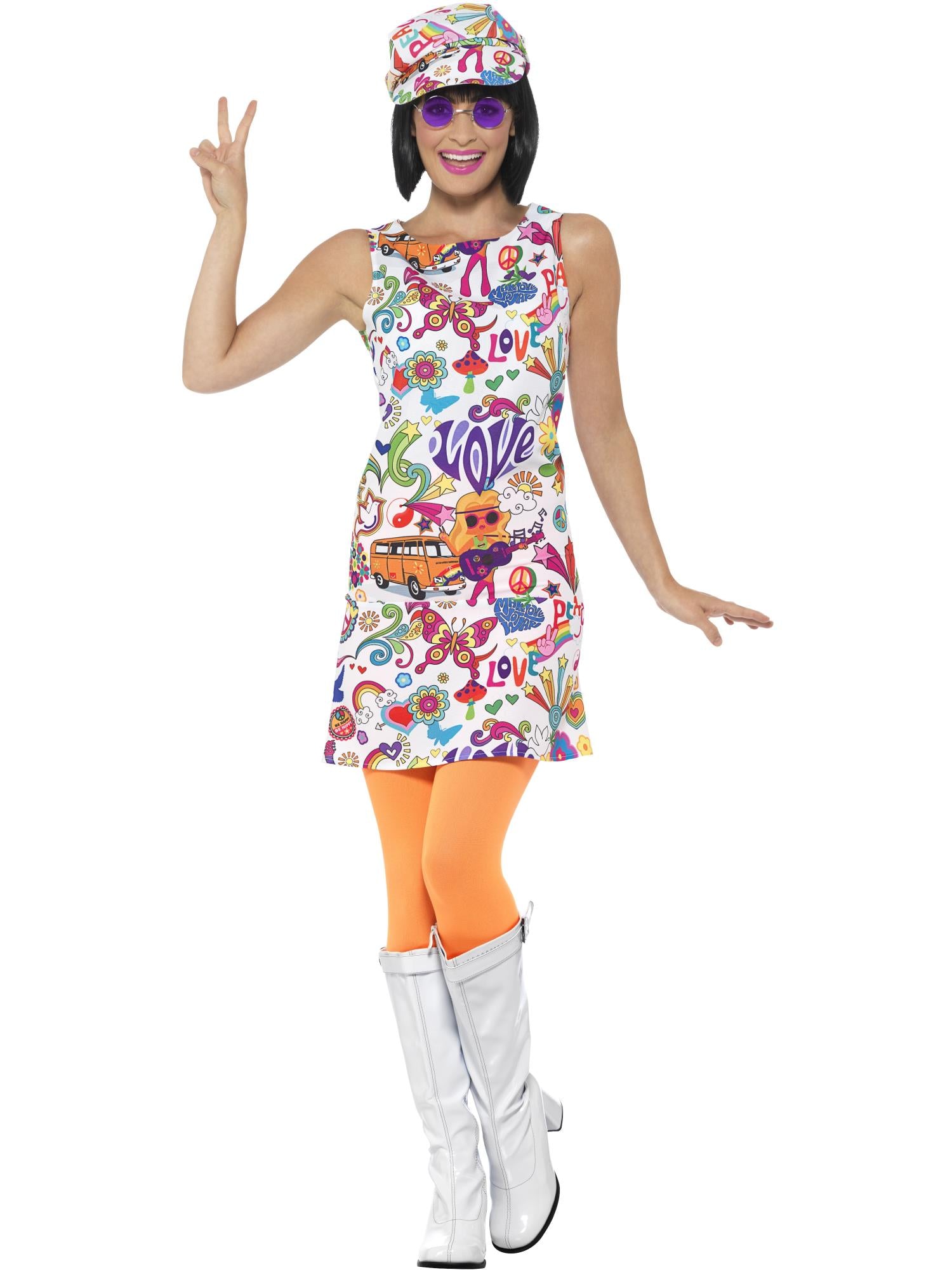60S GROOVY CHICK COSTUME, ADULT