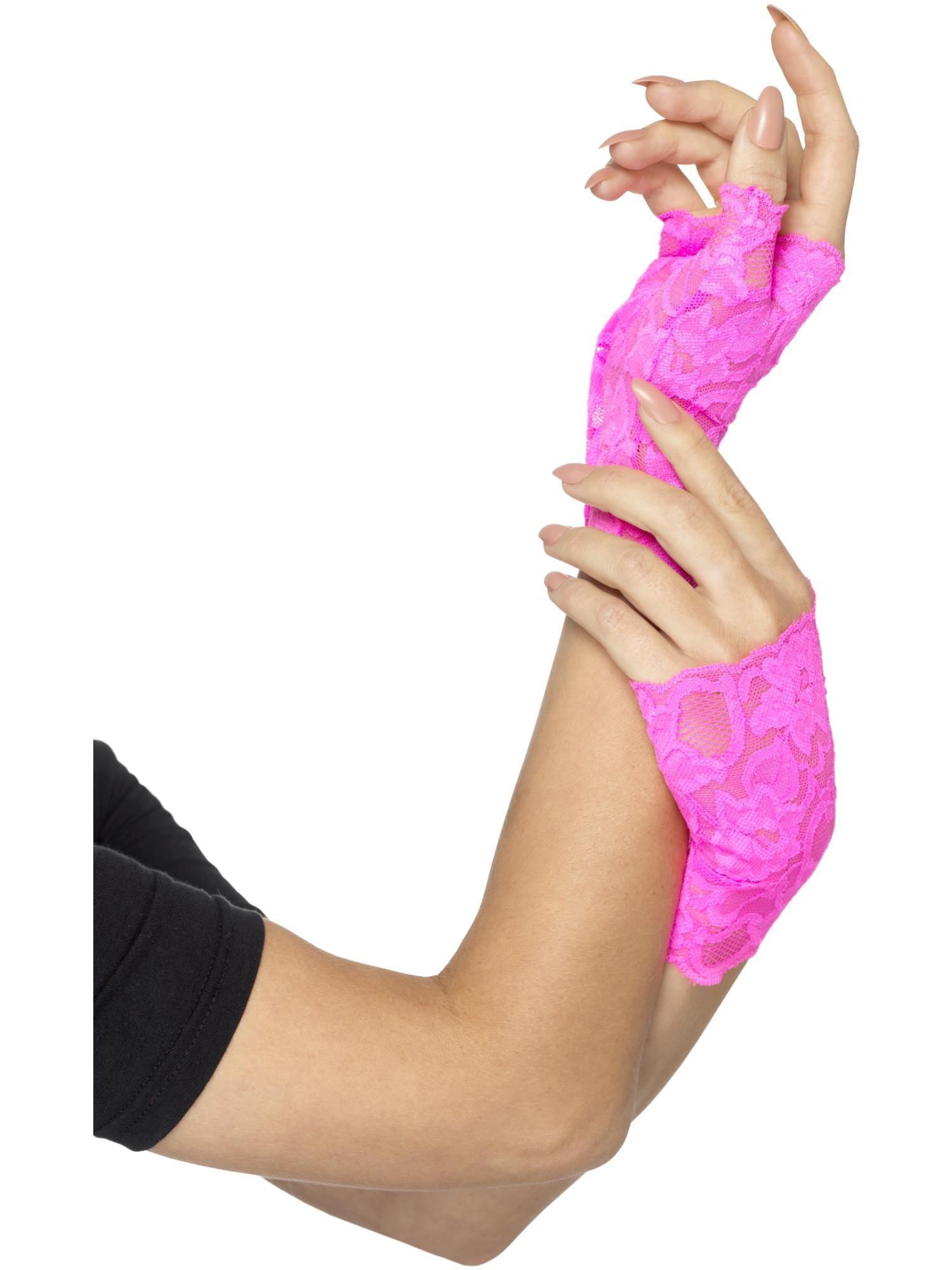 80S FINGERLESS LACE GLOVES, ADULT