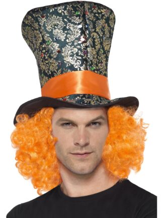 TOP HAT WITH ATTACHED WIG, ADULT