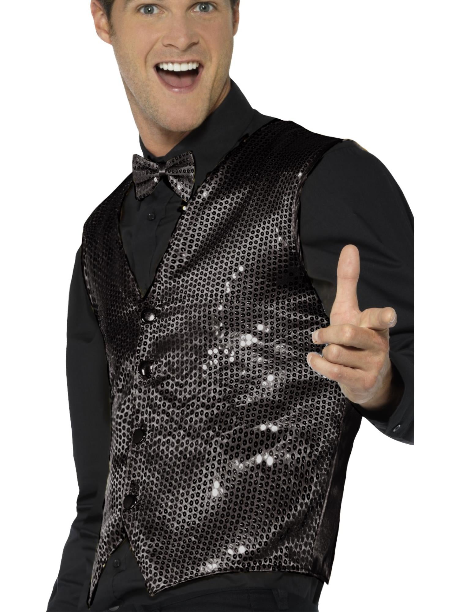 WAISTCOAT - BLACK SEQUIN, ADULT - Image 2